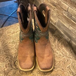 DURANGO KIDS 8” WESTERN TAN/TURQUOISE BOOTS